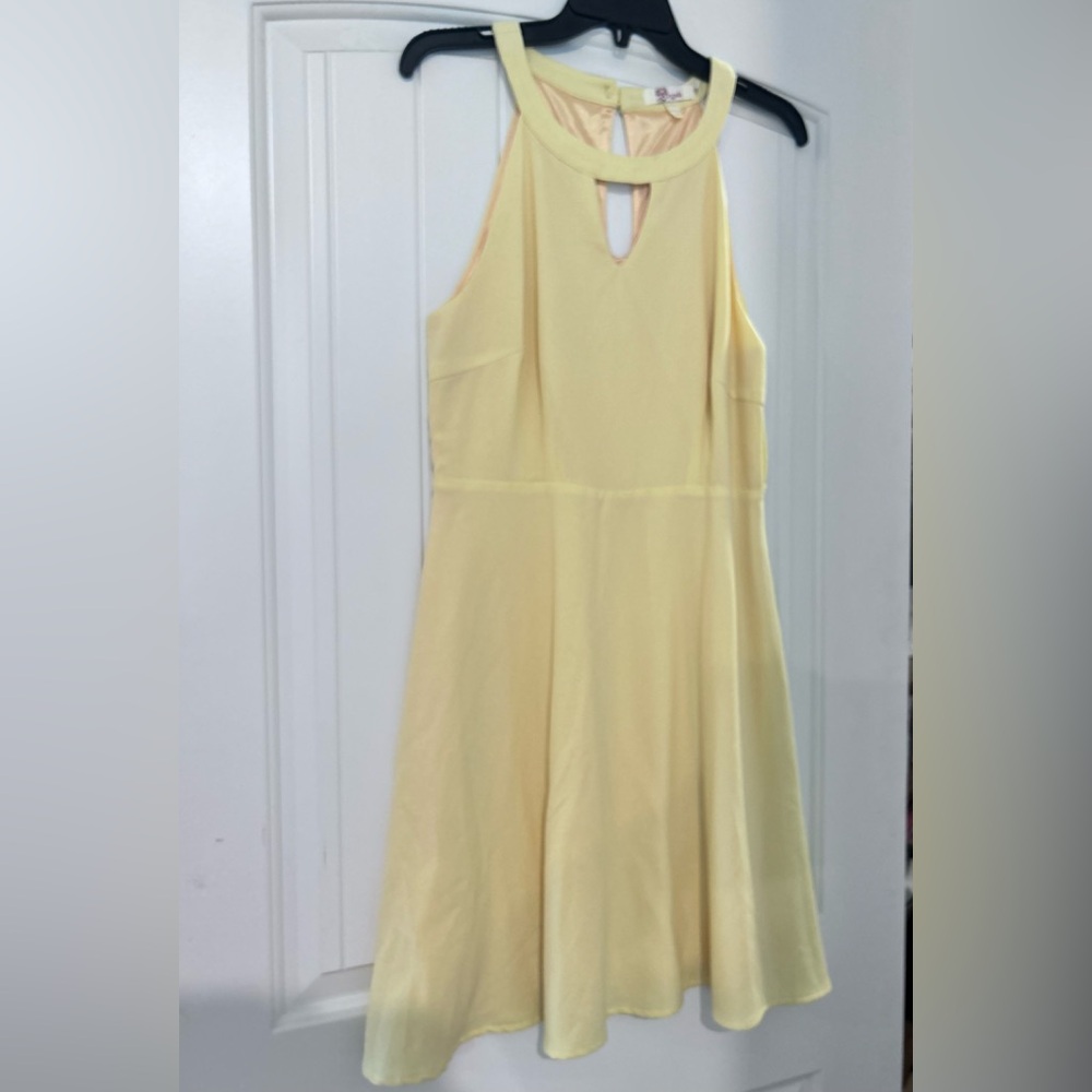 Aryeh Pale Yellow Halter Fit-and-Flare Dress